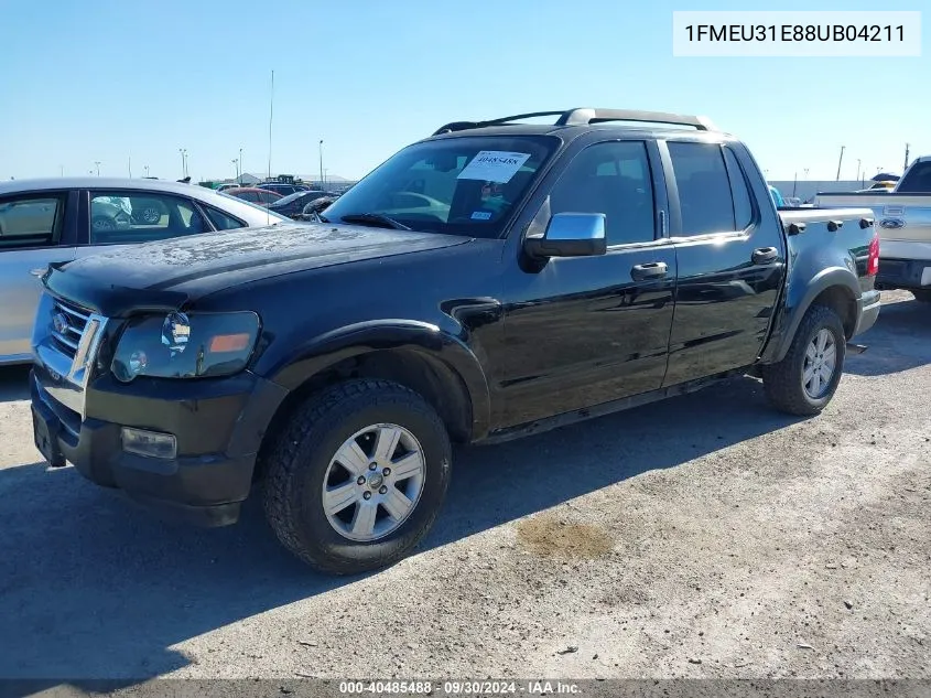 2008 Ford Explorer Sport Trac Xlt VIN: 1FMEU31E88UB04211 Lot: 40485488