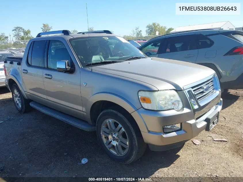 2008 Ford Explorer Sport Trac Limited VIN: 1FMEU53808UB26643 Lot: 40519401