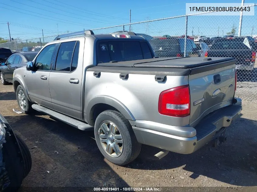 2008 Ford Explorer Sport Trac Limited VIN: 1FMEU53808UB26643 Lot: 40519401