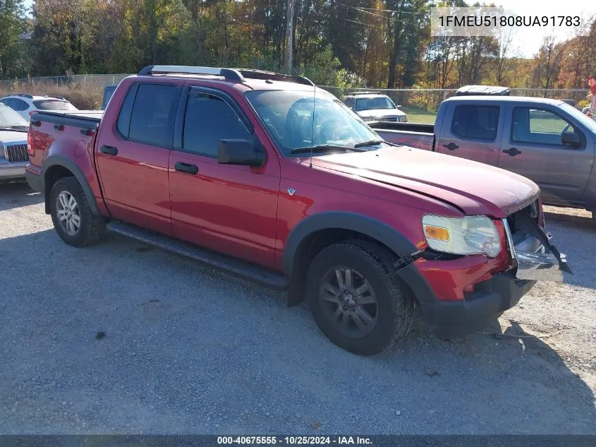 2008 Ford Explorer Sport Trac Xlt VIN: 1FMEU51808UA91783 Lot: 40675555