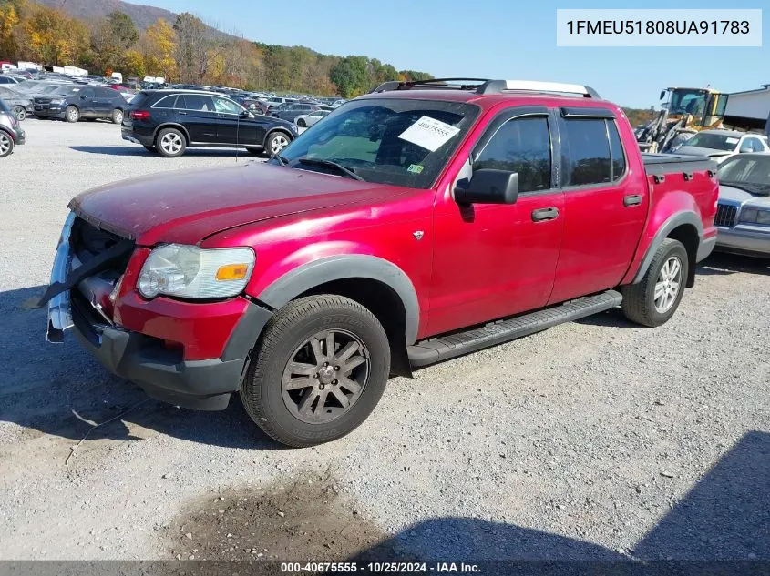 2008 Ford Explorer Sport Trac Xlt VIN: 1FMEU51808UA91783 Lot: 40675555