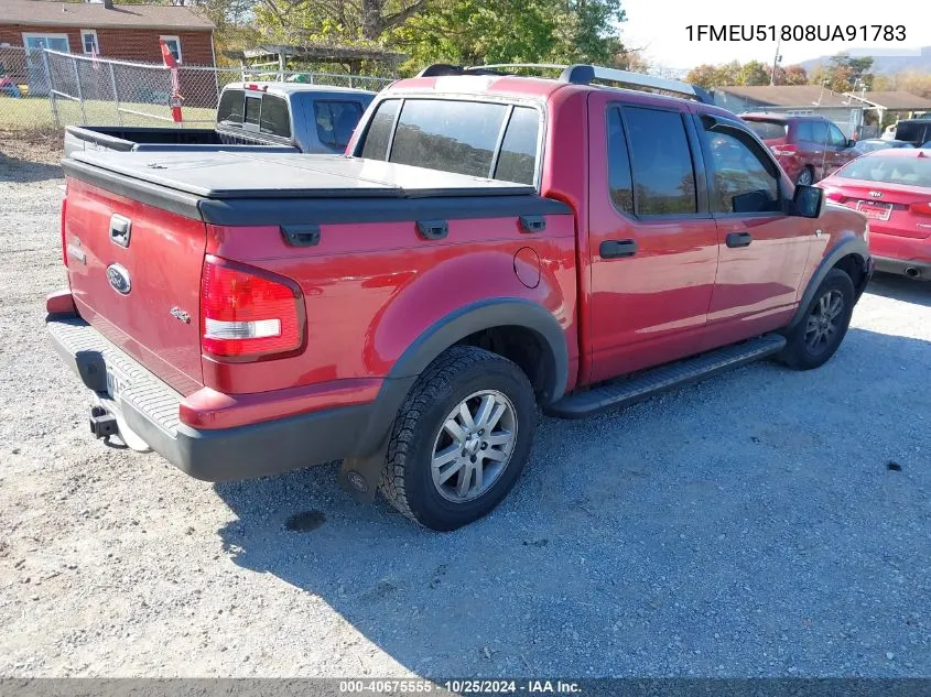 2008 Ford Explorer Sport Trac Xlt VIN: 1FMEU51808UA91783 Lot: 40675555