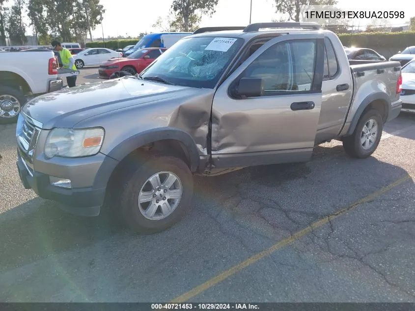 2008 Ford Explorer Sport Trac Xlt VIN: 1FMEU31EX8UA20598 Lot: 40721453