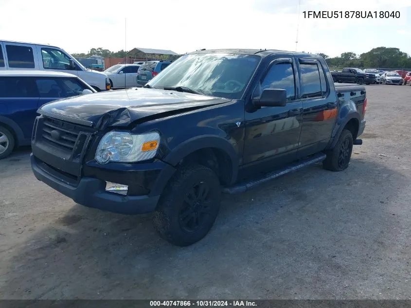 2008 Ford Explorer Sport Trac Xlt VIN: 1FMEU51878UA18040 Lot: 40747866