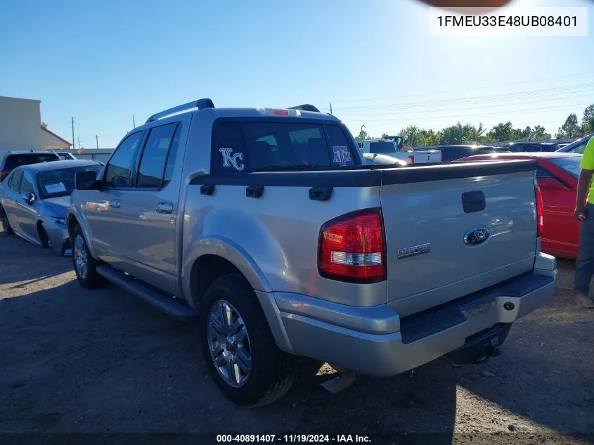 2008 Ford Explorer Sport Trac Limited VIN: 1FMEU33E48UB08401 Lot: 40891407