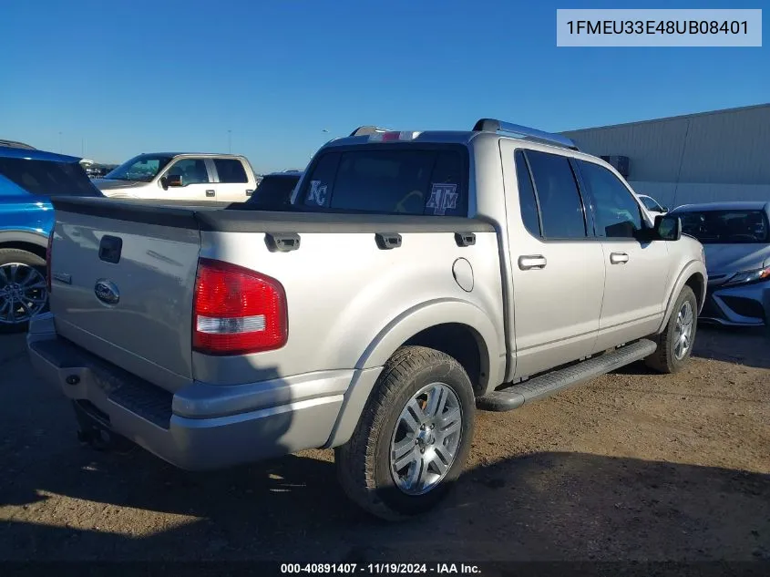 2008 Ford Explorer Sport Trac Limited VIN: 1FMEU33E48UB08401 Lot: 40891407