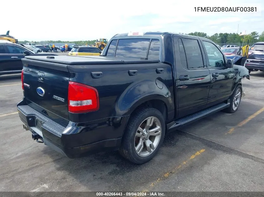 2010 Ford Explorer Sport Trac Limited VIN: 1FMEU2D80AUF00381 Lot: 40266443