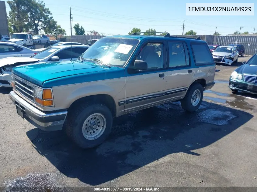 1992 Ford Explorer VIN: 1FMDU34X2NUA84929 Lot: 40393377