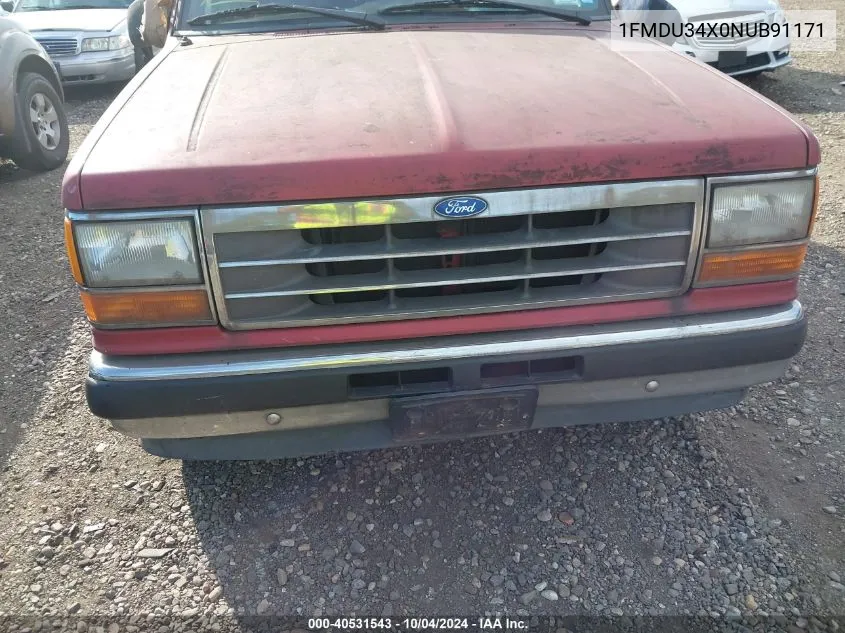 1992 Ford Explorer VIN: 1FMDU34X0NUB91171 Lot: 40531543