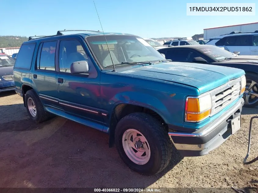 1993 Ford Explorer VIN: 1FMDU34X2PUD51862 Lot: 40366822