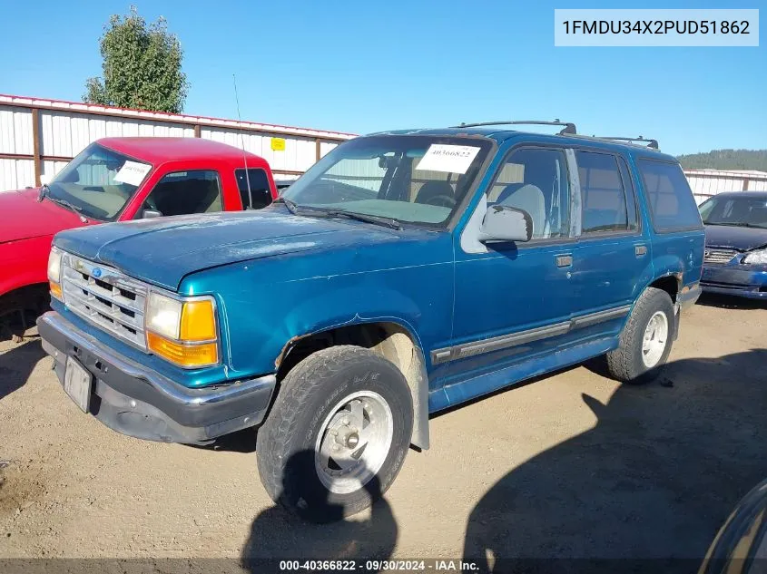 1993 Ford Explorer VIN: 1FMDU34X2PUD51862 Lot: 40366822