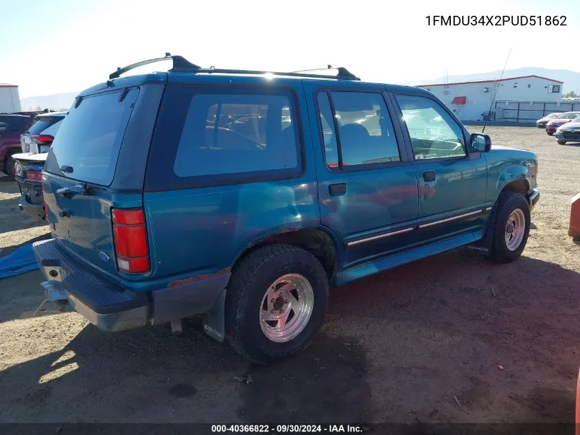 1993 Ford Explorer VIN: 1FMDU34X2PUD51862 Lot: 40366822