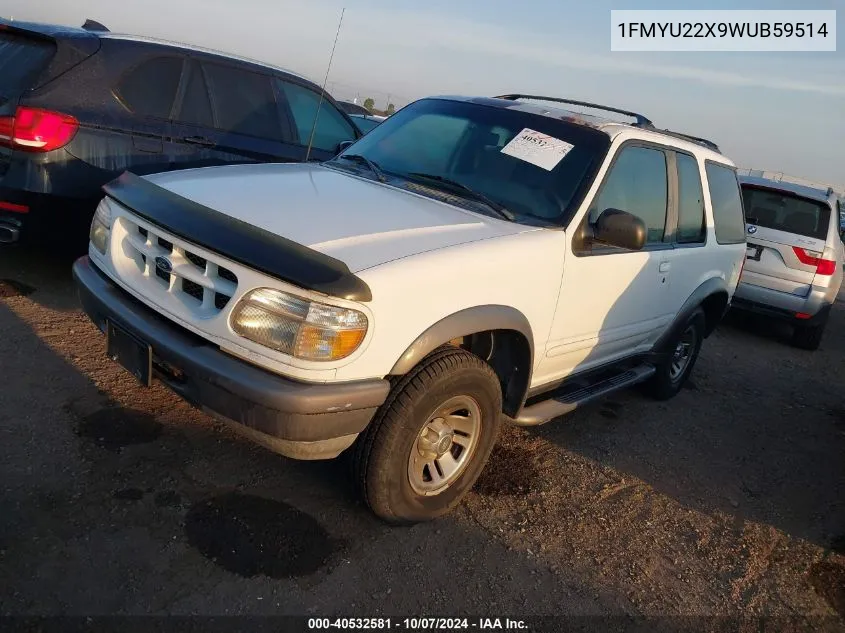 1998 Ford Explorer Sport VIN: 1FMYU22X9WUB59514 Lot: 40532581