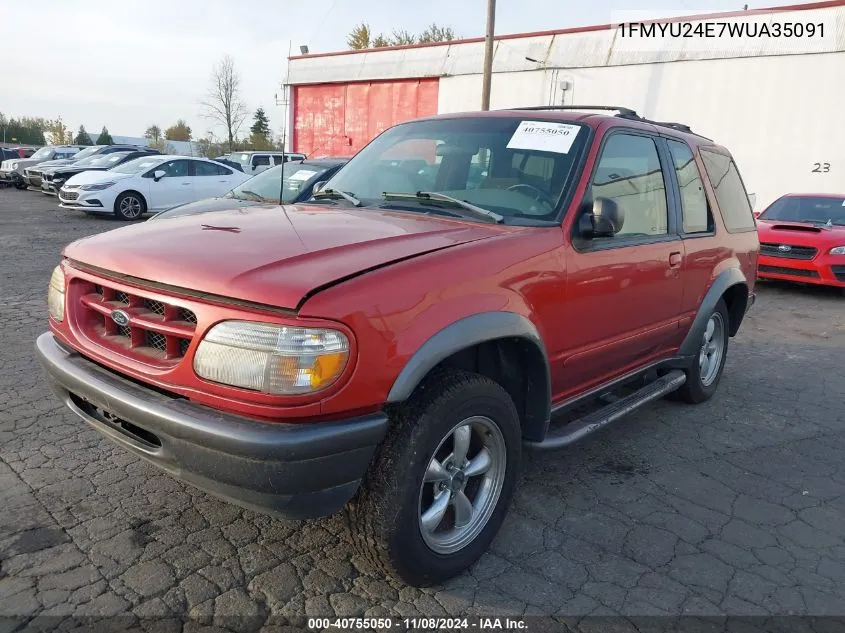 1998 Ford Explorer Sport VIN: 1FMYU24E7WUA35091 Lot: 40755050