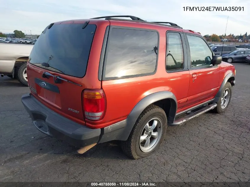 1998 Ford Explorer Sport VIN: 1FMYU24E7WUA35091 Lot: 40755050