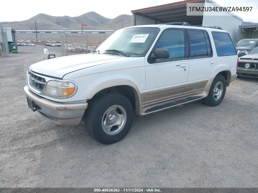 1998 Ford Explorer VIN: 1FMZU34E8WZA94597 Lot: 40836363