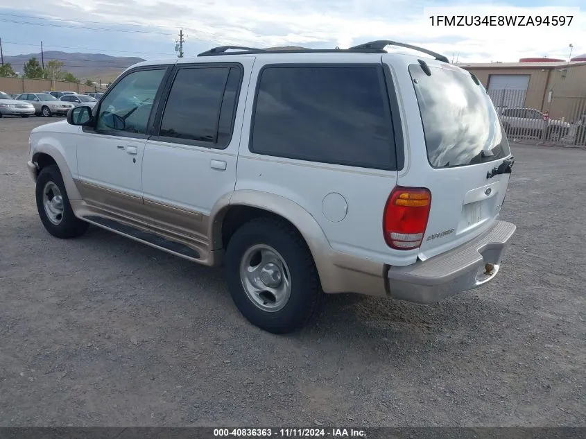 1998 Ford Explorer VIN: 1FMZU34E8WZA94597 Lot: 40836363