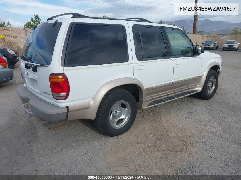 1998 Ford Explorer VIN: 1FMZU34E8WZA94597 Lot: 40836363