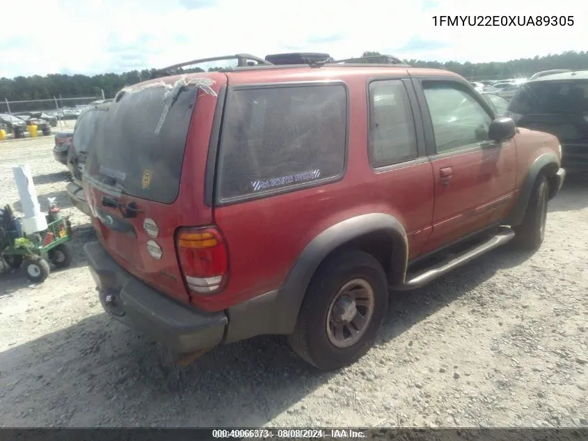 1999 Ford Explorer Sport VIN: 1FMYU22E0XUA89305 Lot: 40066373