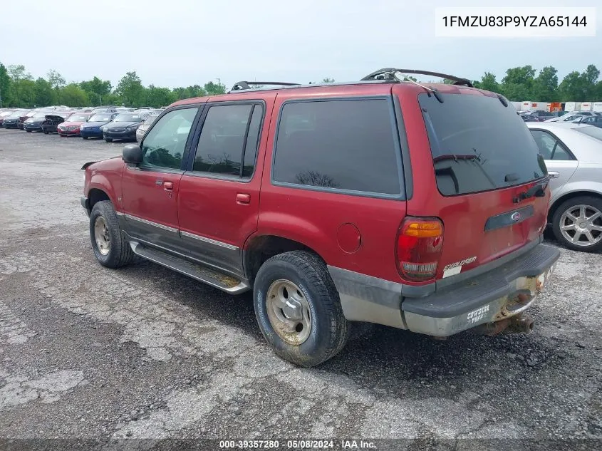 2000 Ford Explorer Xlt VIN: 1FMZU83P9YZA65144 Lot: 39357280