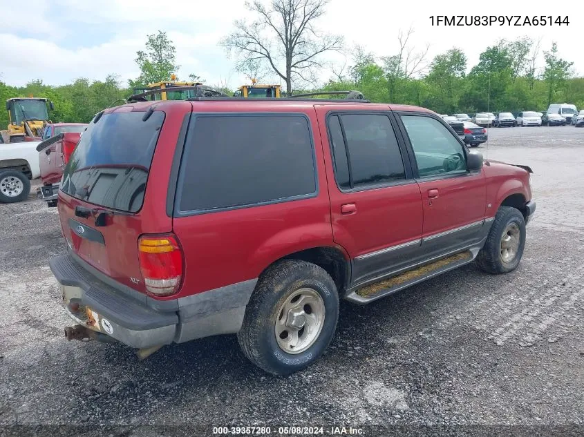 2000 Ford Explorer Xlt VIN: 1FMZU83P9YZA65144 Lot: 39357280