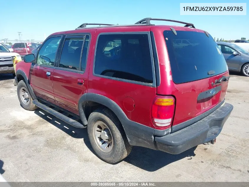 2000 Ford Explorer Xls VIN: 1FMZU62X9YZA59785 Lot: 39385565