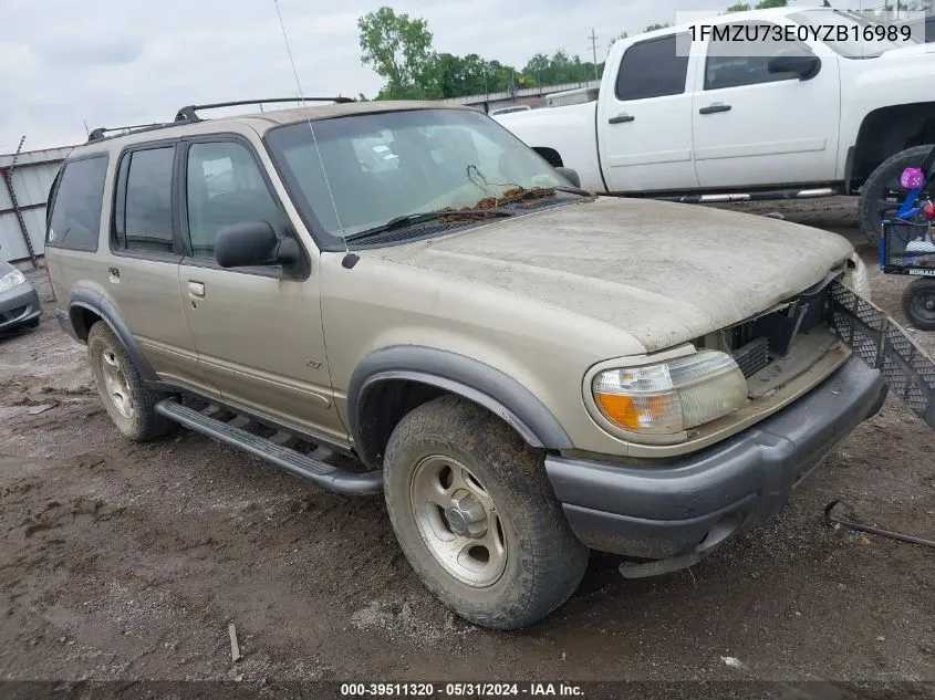 2000 Ford Explorer Xlt VIN: 1FMZU73E0YZB16989 Lot: 39511320