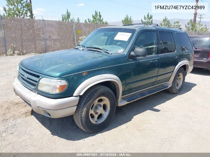 2000 Ford Explorer Eddie Bauer VIN: 1FMZU74E7YZC42989 Lot: 39907651