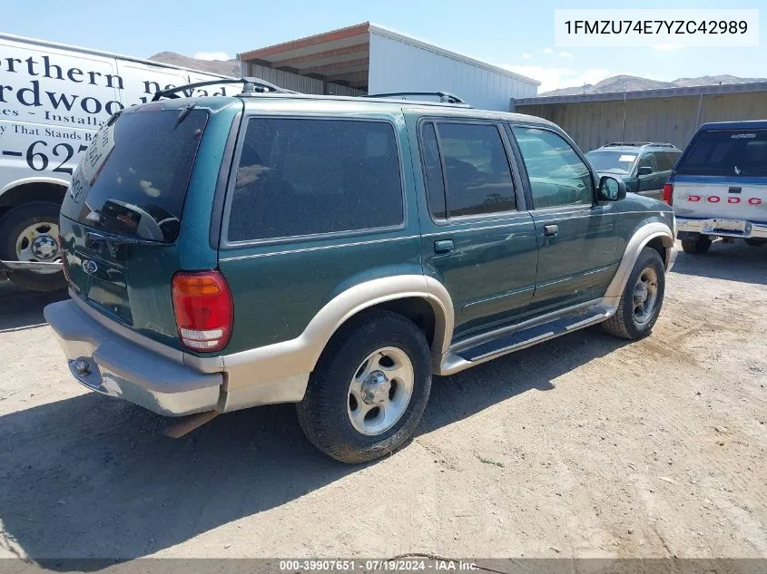 2000 Ford Explorer Eddie Bauer VIN: 1FMZU74E7YZC42989 Lot: 39907651