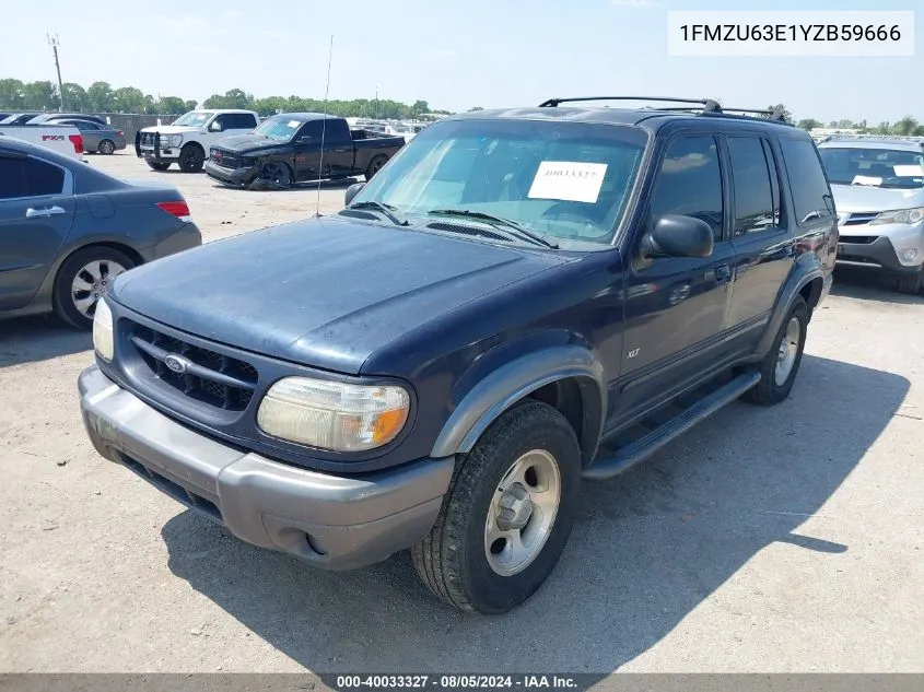 2000 Ford Explorer Xlt VIN: 1FMZU63E1YZB59666 Lot: 40033327