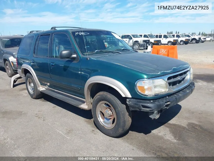 2000 Ford Explorer Eddie Bauer VIN: 1FMZU74E2YZA27925 Lot: 40159431