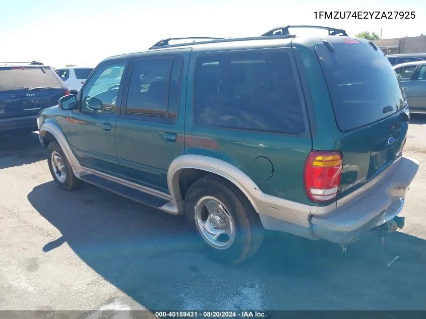 1FMZU74E2YZA27925 2000 Ford Explorer Eddie Bauer