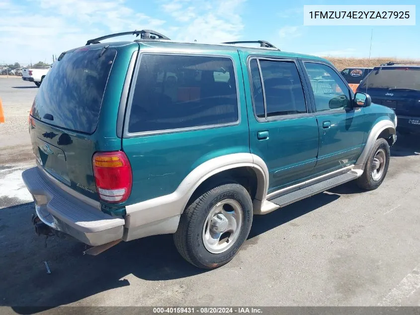 1FMZU74E2YZA27925 2000 Ford Explorer Eddie Bauer