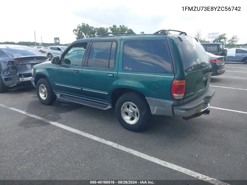 2000 Ford Explorer Xlt VIN: 1FMZU73E8YZC56742 Lot: 40168516