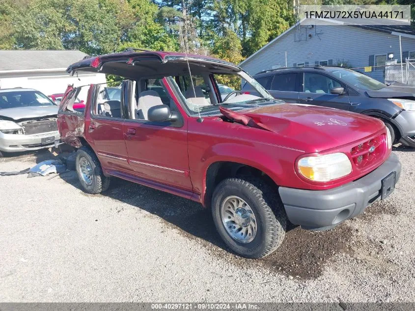 2000 Ford Explorer Xls VIN: 1FMZU72X5YUA44171 Lot: 40297121