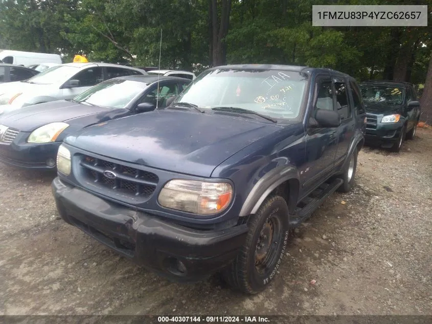 2000 Ford Explorer Xlt VIN: 1FMZU83P4YZC62657 Lot: 40307144