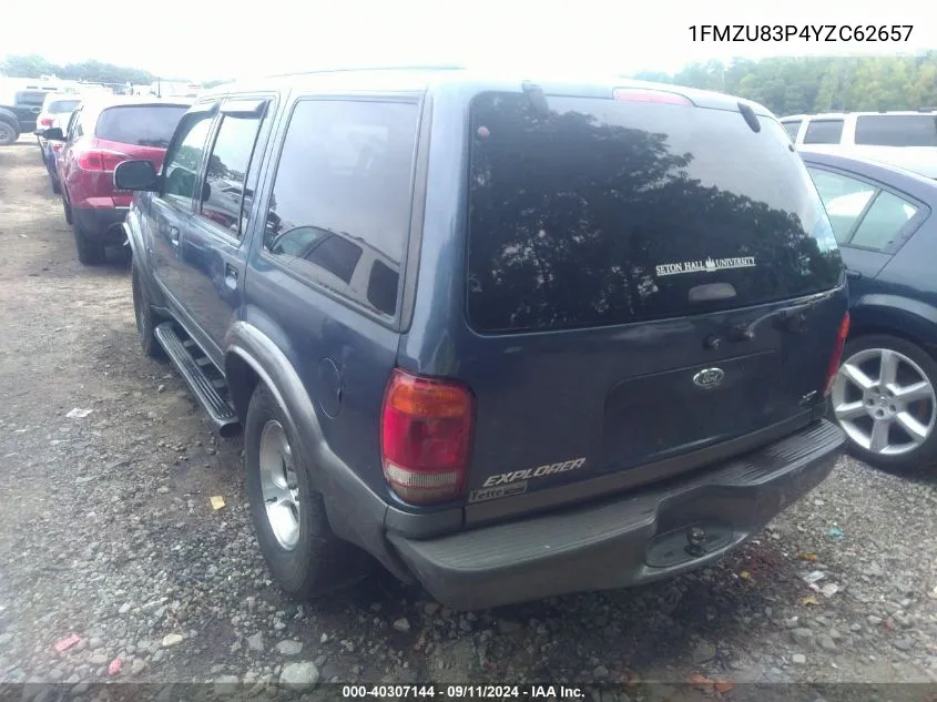 2000 Ford Explorer Xlt VIN: 1FMZU83P4YZC62657 Lot: 40307144