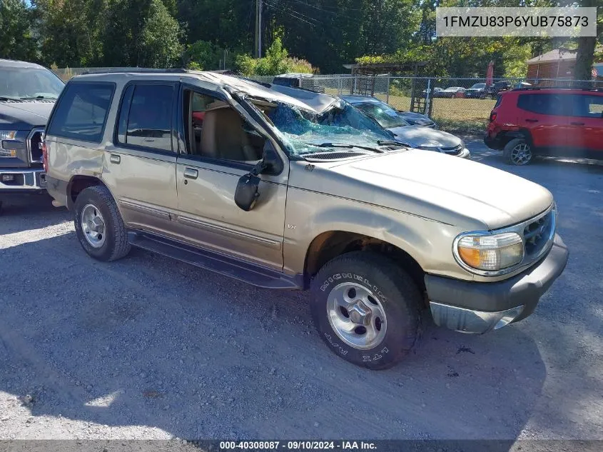 2000 Ford Explorer Xlt VIN: 1FMZU83P6YUB75873 Lot: 40308087