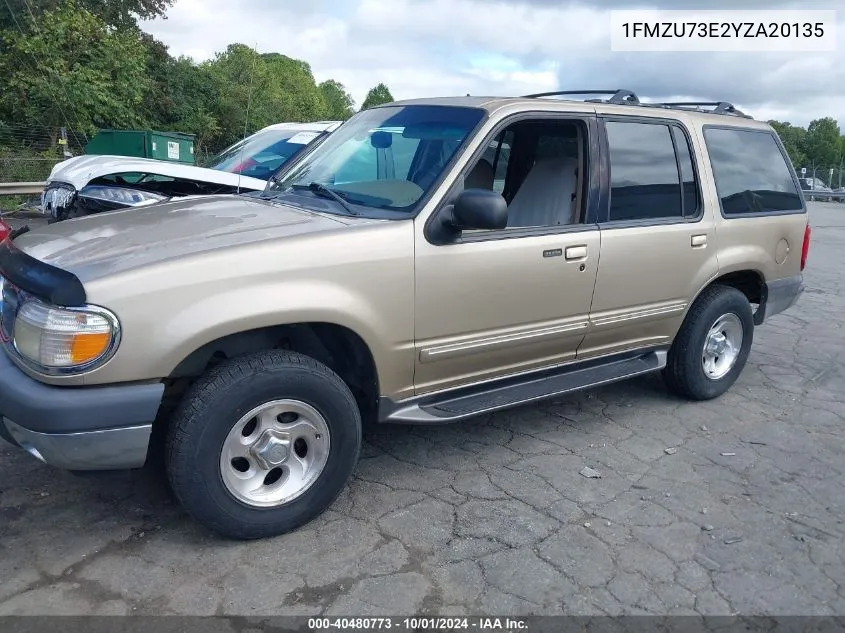 2000 Ford Explorer Xlt VIN: 1FMZU73E2YZA20135 Lot: 40480773