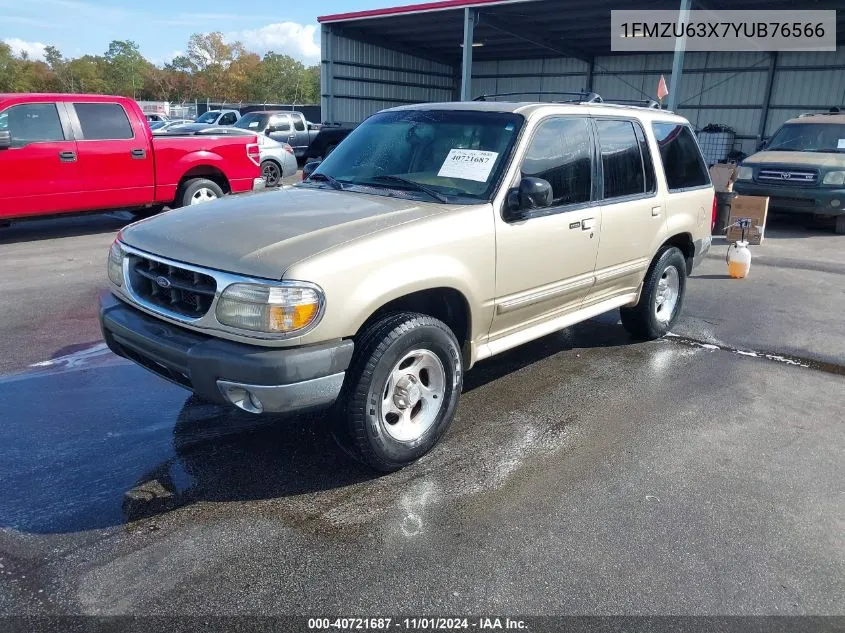 2000 Ford Explorer Xlt VIN: 1FMZU63X7YUB76566 Lot: 40721687