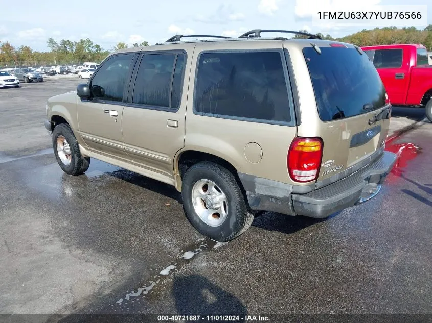 2000 Ford Explorer Xlt VIN: 1FMZU63X7YUB76566 Lot: 40721687