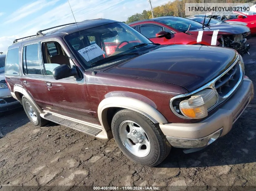 2000 Ford Explorer Eddie Bauer VIN: 1FMDU64E0YUB32190 Lot: 40818061