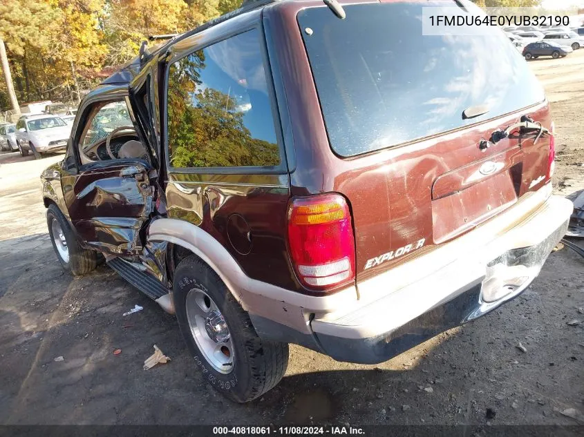 2000 Ford Explorer Eddie Bauer VIN: 1FMDU64E0YUB32190 Lot: 40818061