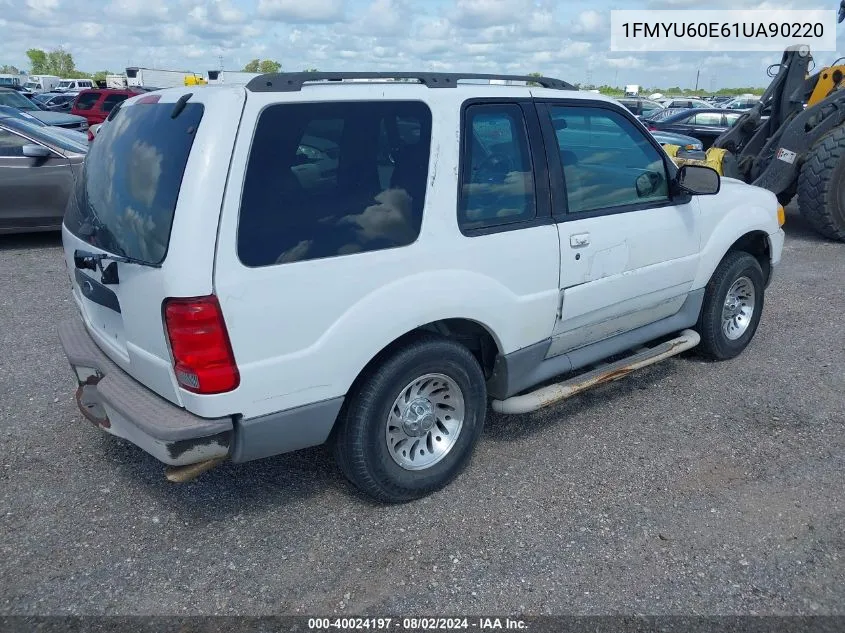 2001 Ford Explorer Sport VIN: 1FMYU60E61UA90220 Lot: 40024197