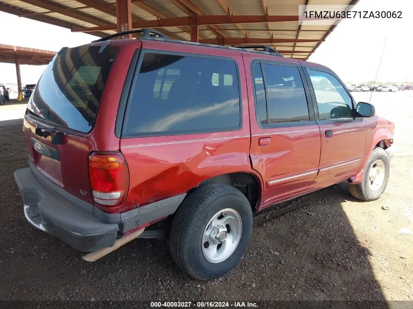 2001 Ford Explorer Xlt VIN: 1FMZU63E71ZA30062 Lot: 40083027