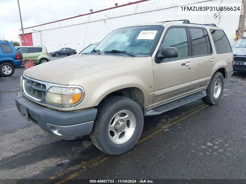 2001 Ford Explorer Xlt VIN: 1FMZU83P31UB56624 Lot: 40867733