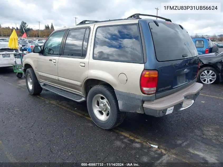 2001 Ford Explorer Xlt VIN: 1FMZU83P31UB56624 Lot: 40867733