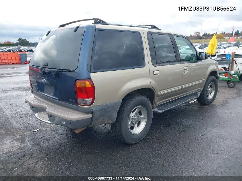 2001 Ford Explorer Xlt VIN: 1FMZU83P31UB56624 Lot: 40867733