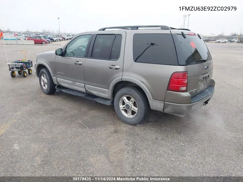 2002 Ford Explorer Xlt VIN: 1FMZU63E92ZC02979 Lot: 20179435