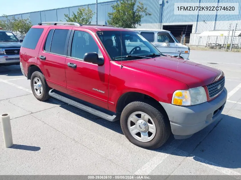 2002 Ford Explorer Xls VIN: 1FMZU72K92ZC74620 Lot: 39363610